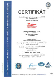 certificate ISO 9001:2016